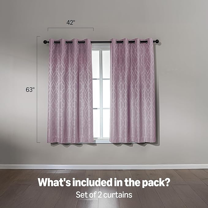 Amazon Basics Jacquard 2-Piece 100% Blackout Curtains, Living Room and Bedroom - Image 5