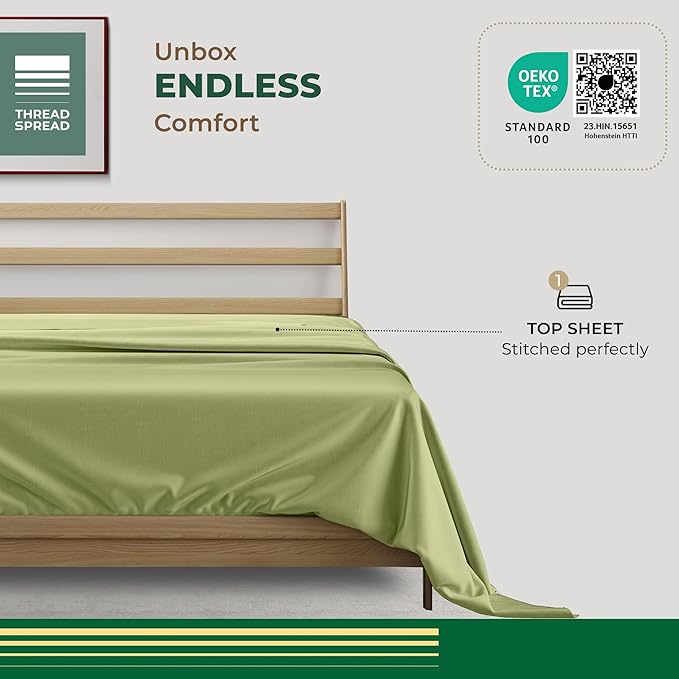 THREAD SPREAD 100% Organic Cotton Percale Flat Sheet King Size - Image 3