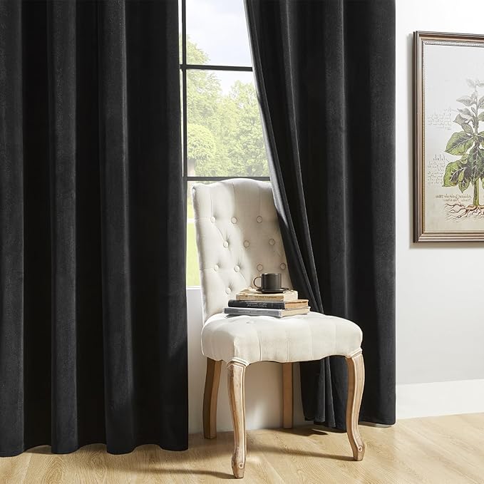 Joydeco Velvet Curtains Extra Wide, Long Luxury Black Blackout Thermal - Image 7