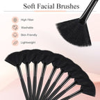9 Pieces Facial Fan Mask Brushes, Soft Facial Applicator Brushes Tools - Image 5