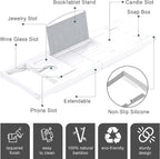 Foldable Bathtub Caddy Tray for Tub, Bamboo Expandable Bath Table Trays - Image 5