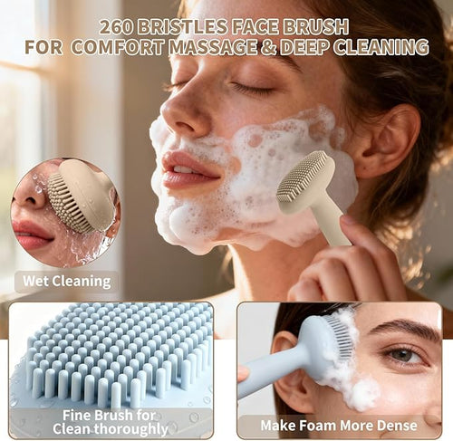 2 Pack Silicone Face Scrubber, 2 in 1 Facial Cleansing Brush & Face Mask - Image 2