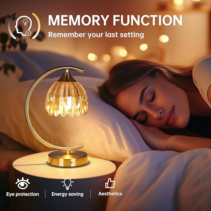 Tulip Table Lamp with 5200mAh Battery & Touch Control, Cordless Lamp with 3 - Image 6