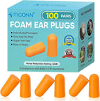 TICONN 100 Pairs Foam Ear Plugs, Individually Wrapped 32dB NRR Noise Reduction - Image 8