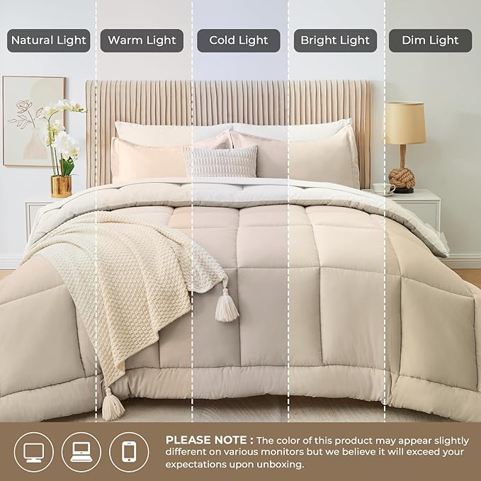 Sasttie Twin Comforter Set, 5 Pieces Reversible Bed in a Bag Twin, Complete - Image 7