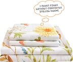 JSD Yellow Floral Duvet Cover Set King Size, 3 Piece Spring Printed Microfiber - Image 3