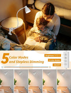 BOHON Clamp Lamp Reading Light 5 Color Modes 10 Brightness Dimmer Bedside Lamp - Image 3