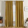 Joydeco Brown Velvet Curtains 120 inch Length 2 Panels, Luxury Blackout Rod by JOYDECO