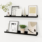 Picture Ledge Shelf, Floating Shelves Set of 2, 24 Inches Solid Wood Nursery by FunMemories
