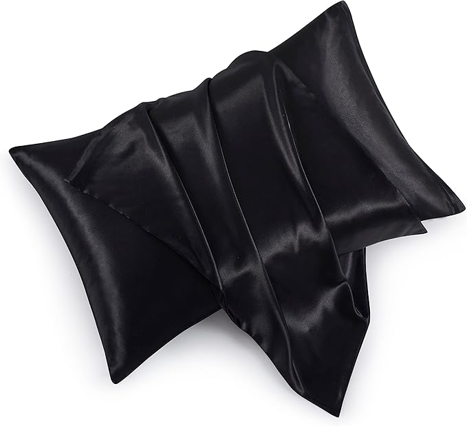 Satin Pillowcases with Zipper （20x26）, Standard Size Pillowcases Set of 2 by HommxJF