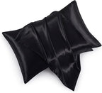 Satin Pillowcases with Zipper （20x30）, Queen Size Pillowcases Set of 2 by HommxJF