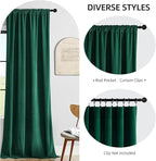 Joydeco Green Velvet Curtains 102 inch Length 2 Panels, Luxury Blackout Rod - Image 2