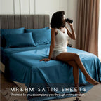 MR&HM Satin Bed Sheets, Queen Size Sheets Set - Image 6