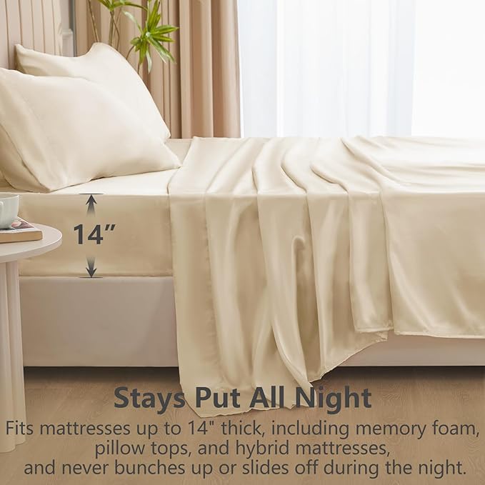 CozyLux Satin Sheets Queen Size Bed Set - Image 4