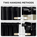 Joydeco Black 100% Blackout Curtains 72 Inch 2 Panels, Luxury Thermal Insulated - Image 3