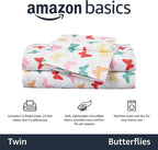 Amazon Basics Kid's Soft Easy-Wash Microfiber 3-Piece Sheet Set, Butterfly - Image 2