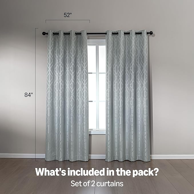 Amazon Basics Jacquard 2-Piece 100% Blackout Curtains, Living Room and Bedroom - Image 5