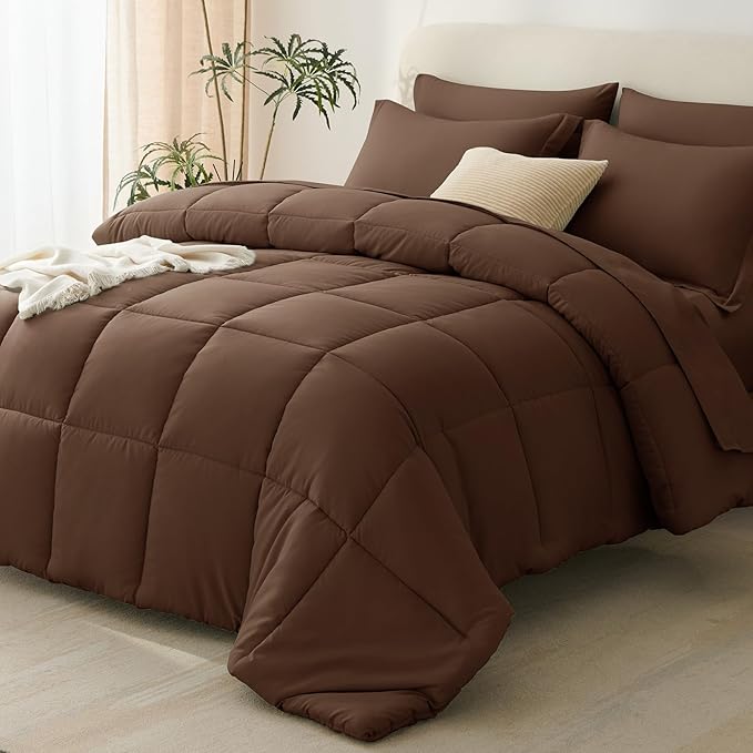 CozyLux Queen Comforter Set Brown by CozyLux
