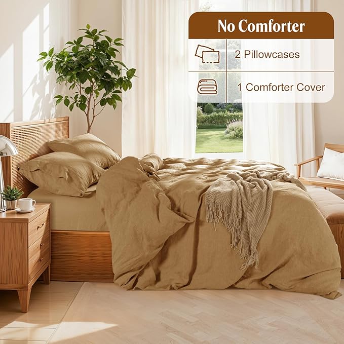 LBRO2M 100% France Linen Duvet Cover Set Full Size 3 Pcs Natural Flax Comforter - Image 4
