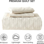 Yiran California King Size Beige Quilt Set Lightweight Oversized Bedspread - Image 8
