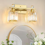 2-Light Gold Bathroom Light Fixtures, Modern Bathroom Vanity Lights Fixture by KunruiTAI