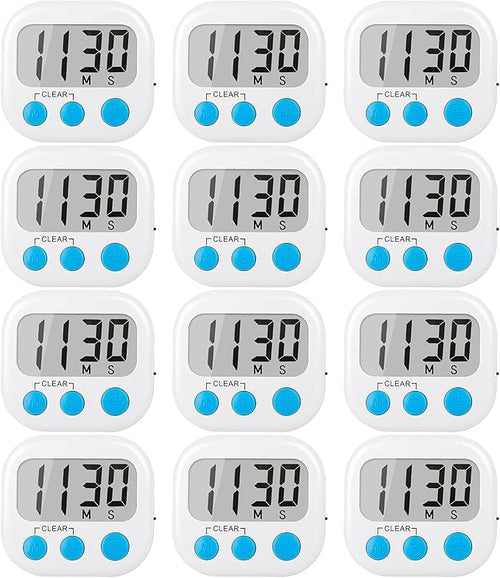 12 Pack Digital Kitchen Timers for Cooking Magnetic Timer for Cooking Loud by AOUCE