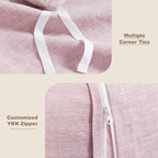 DAPU Pure Linen Duvet Cover Set, 100% Yarn-Dyed French Linen, Breathable and - Image 4