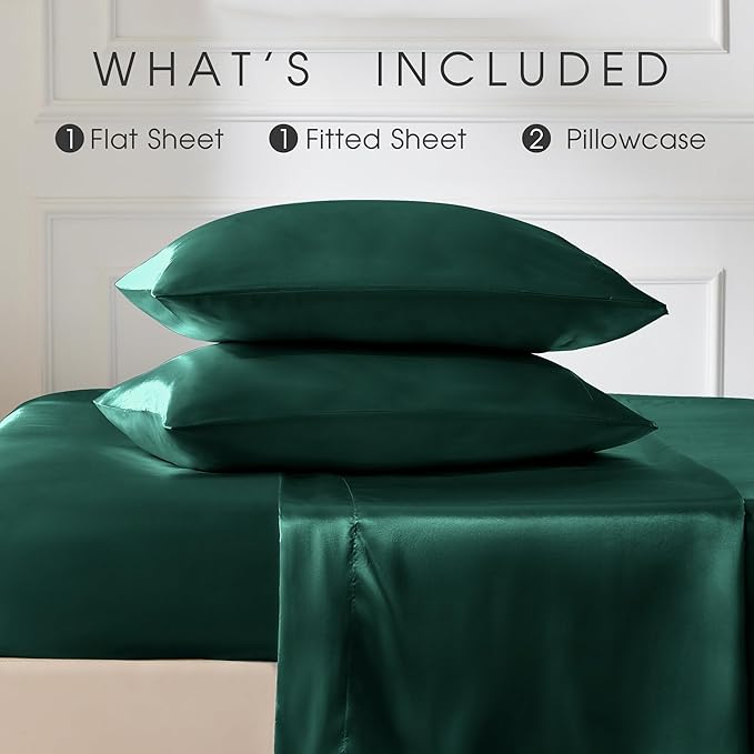 FreshCulture Satin Sheets Queen Size Bed Set- 4 Piece Luxury Soft Silky Queen - Image 3