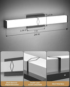 Modern Bathroom Light Fixtures, 24inch Dimmable Bathroom Vanity Lights Over - Image 4