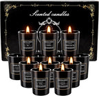 12 Pack Scented Black Candles Gift Set, Natural Soy Wax Aromatherapy Candles - Image 4