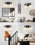 L LOHAS LED 2-Light Black Bathroom Light Fixtures, Modern Lighting Fixtures - Image 2