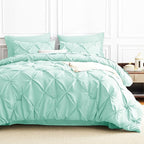 CozyLux Queen Comforter Set Mint Green, 7 Pieces Pintuck Bed in A Bag, Premium - Image 8