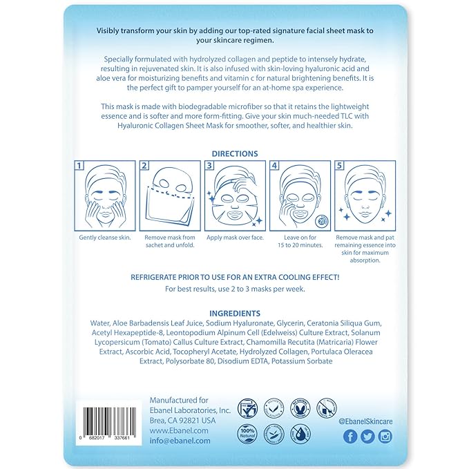 Ebanel 20 Pack Collagen Face Mask - Image 8