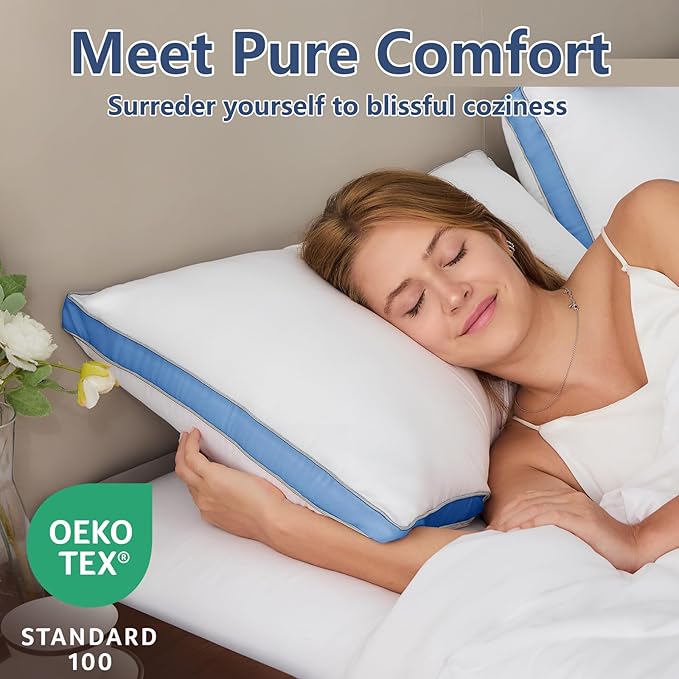 CozyLux Pillows Queen Size Set of 2, Soft and Supportive 3D Down Alternative - Image 2