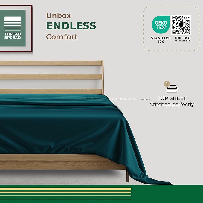 THREAD SPREAD 100% Organic Cotton Percale Flat Sheet King Size - Image 3