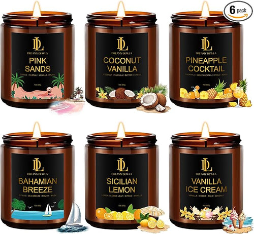 6 Pack Scented Candles Set, 42oz 300 Hour Long Lasting Candle, Soy Candles by DLDREAMYDEWLA