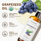 MAYJAM Organic Grapeseed Oil for Skin & Hair 16 oz, USDA Certified 100% Pure & - Image 2