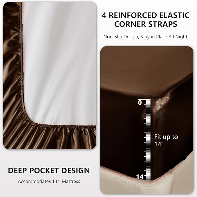 CozyLux Satin Sheets King Size Sheet Set - Image 4