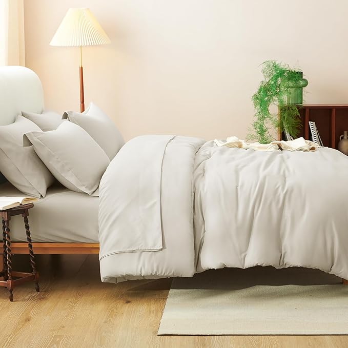 CozyLux Queen Comforter Set Beige, 7 Pieces Bed in a Bag Queen Comforter Set - Image 8