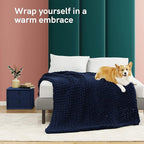 YnM Knitted Weighted Blanket, Hand Made Chunky Knit Weighted Throw Blanket - Image 3