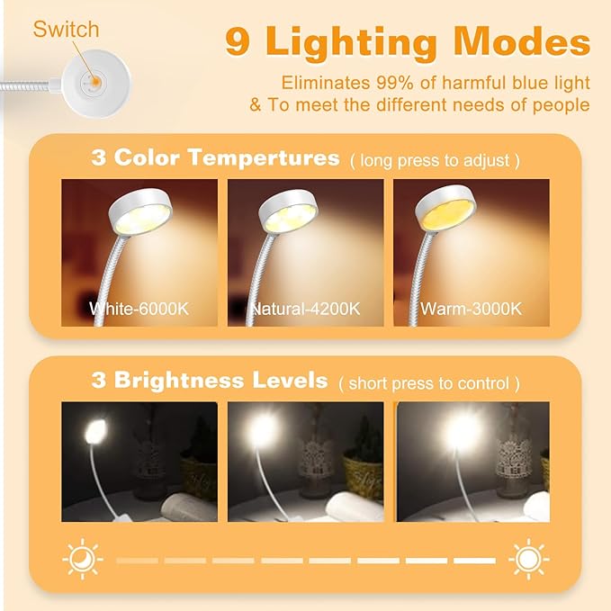 2 Packs Rechargeable Book Reading Light - Image 3