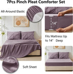 CozyLux Queen Comforter Set Grayish Purple, 7 Pieces Pintuck Bed in A Bag - Image 4