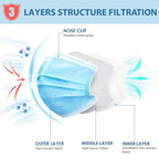 LEMENT 125 Pcs Blue Disposable Face Masks, 3 Ply Face Mask Elastic Earloops - Image 2