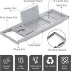 Foldable Bathtub Caddy Tray for Tub, Bamboo Expandable Bath Table Trays - Image 5