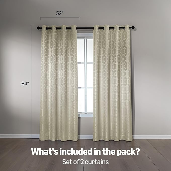 Amazon Basics Jacquard 2-Piece 100% Blackout Curtains, Living Room and Bedroom - Image 5
