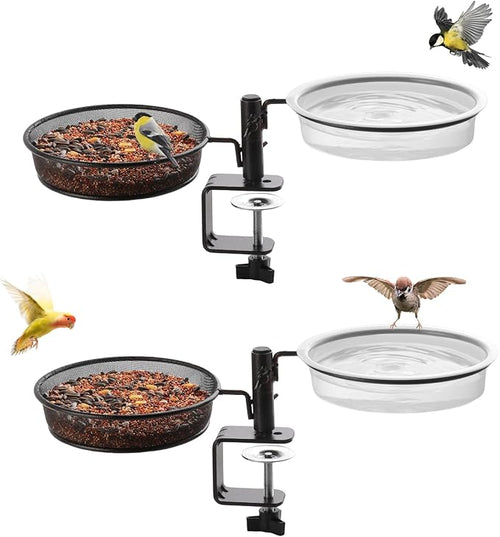 2 Pack Deck Bird Feeders Deck Mount Bird Bath Spa by UrbanDeco