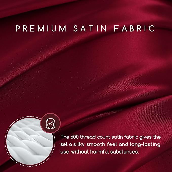 MR&HM Satin Bed Sheets, King Size Sheets Set - Image 2