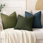 MIULEE Decorative Linen Pillow Covers 18x18 Inch Green ​Boho Farmhouse​ - Image 4