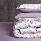 mixinni Queen Size Duvet Cover Purple Flowers Bird Bedding Sets Shabby Chic - Image 7