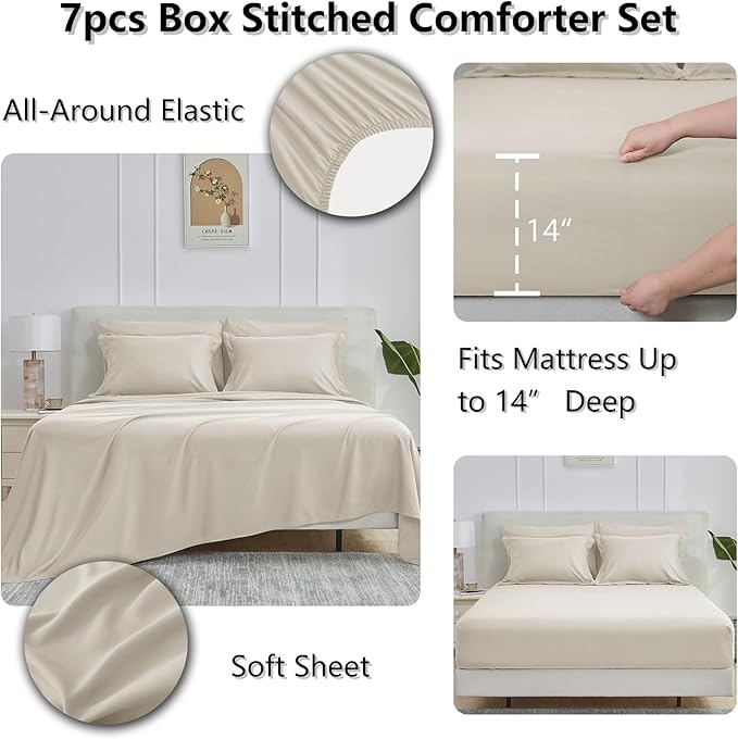 CozyLux Full Size Comforter Sets Beige - Image 6